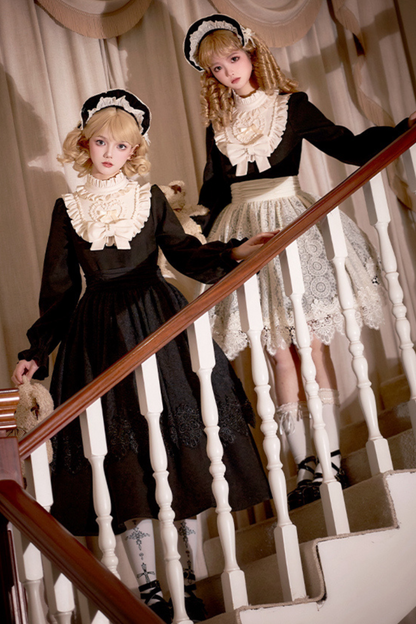 [pre-order] Dark Doll Lolita Dress + Apron + Ribbon + Headband