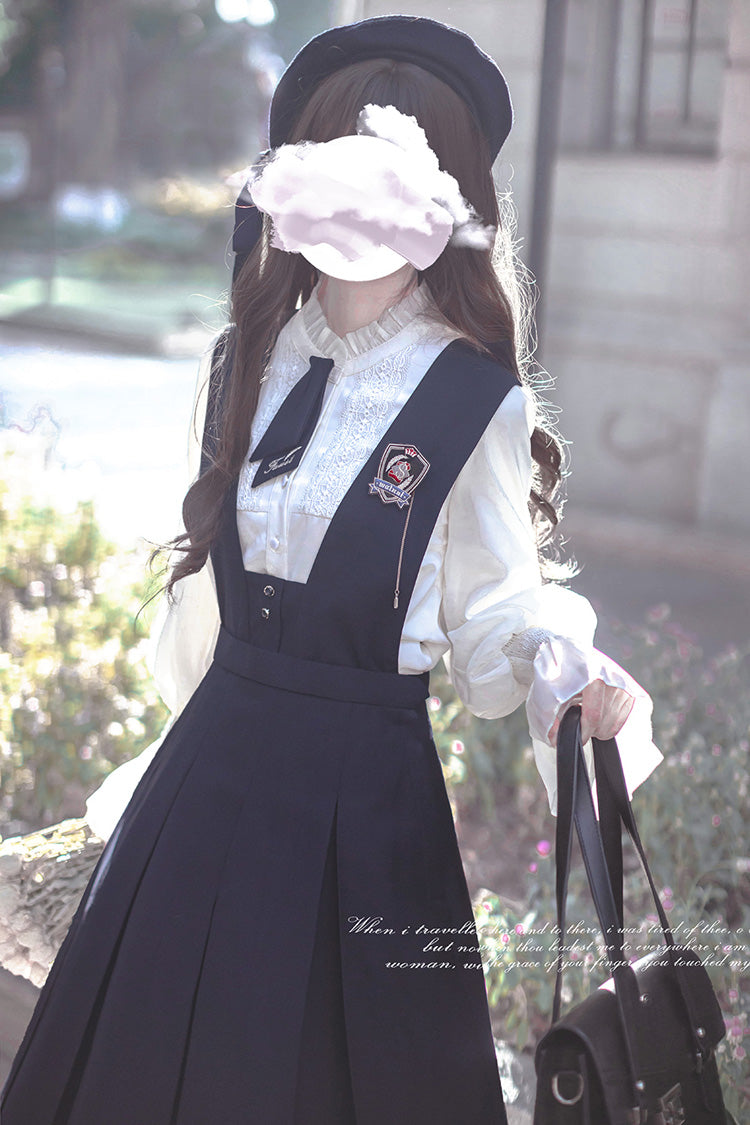 Blue Sleeveless Classic College Style Lolita Jumper Dress