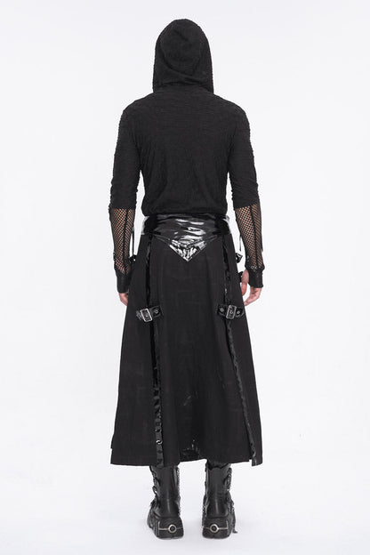 Black Lace Up Mesh Splice Long Sleeve Punk Hoodies