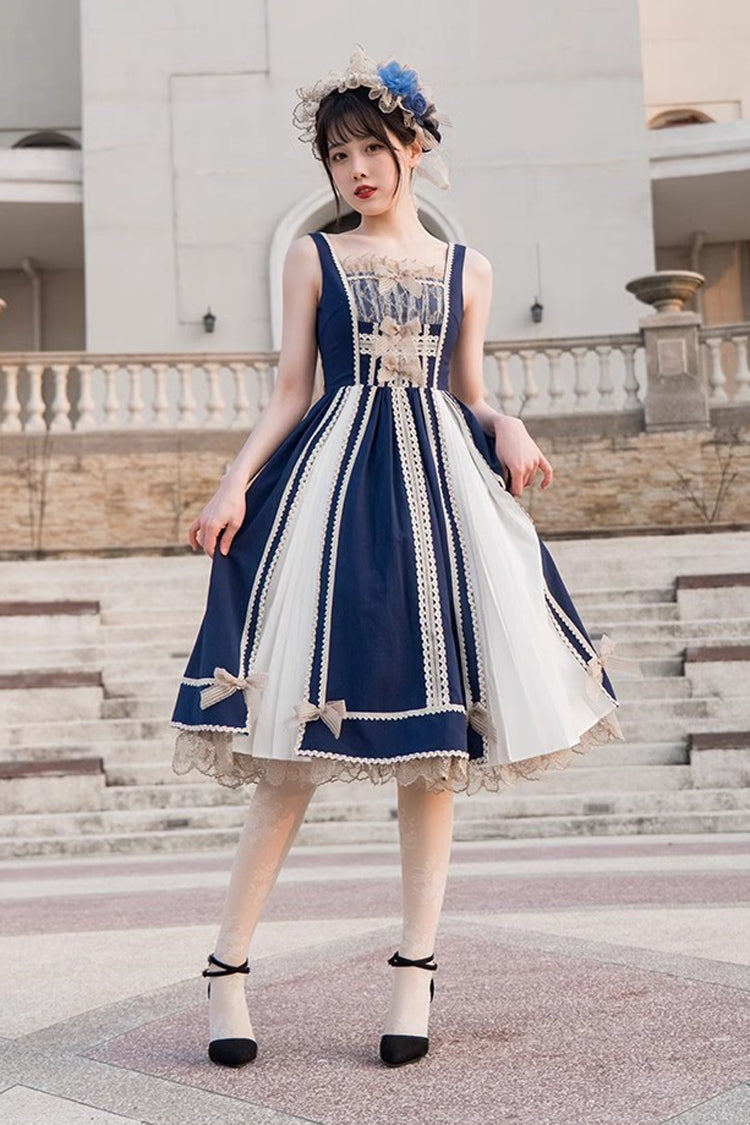 Blue/white Color Contrast Sleeveless Classic Lolita Dress