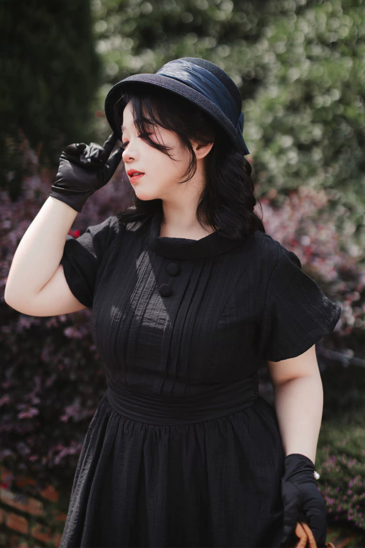 Black [forest Gallery] High Collar Short Lantern Sleeves Pastoral Style Classic Lolita Dress