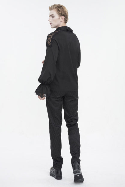 Black Ruffled Collar Puff Sleeved Gothic Shirt
