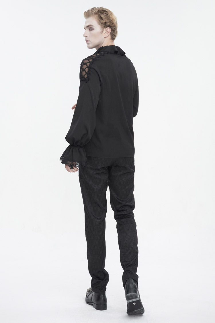 Black Ruffled Collar Puff Sleeved Gothic Shirt