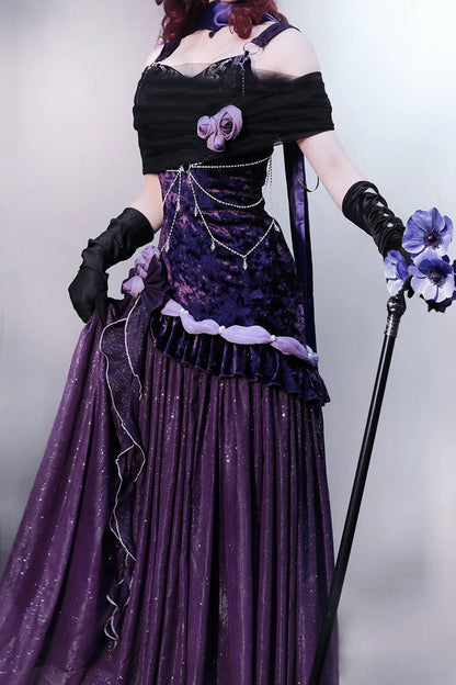 Purple [mysterious Nocturne] Embroidery Bowknot Lace Classic Lolita Jsk Dress