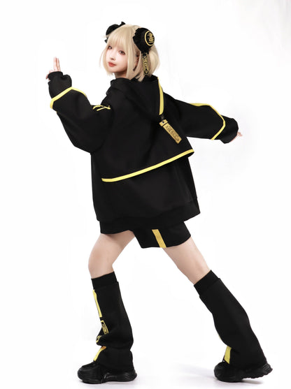 Dark Neon Chinese-style Jacket + Shorts + Long Pants + Leg Warmers + Hair Accessories [pre-order]