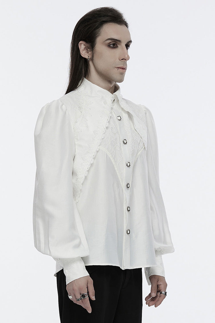 White Long Puff Sleeves Lace Gothic Blouse