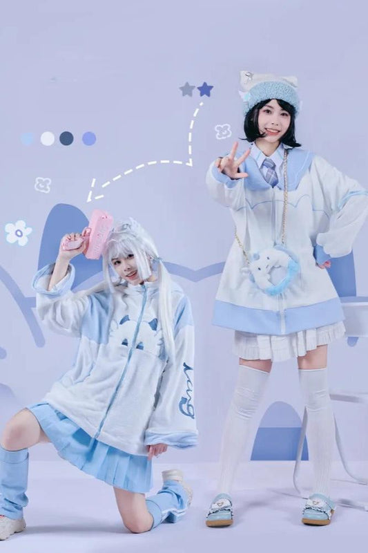 [angel Style] Aqua Color Dragon Baby Loose Jacket + Long Sleeve T-shirt + Bottoms + Leg Warmers