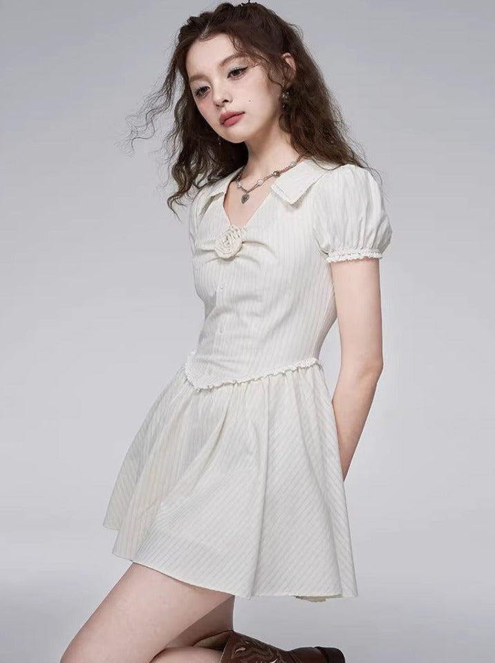Romantic Rose Puff Sleeve Dress