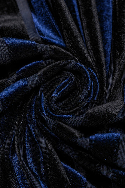 Black/blue Lapel Collar Stitching Slim Gothic Blouse