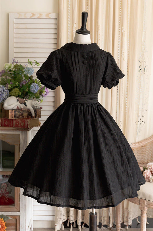 Black [forest Gallery] High Collar Short Lantern Sleeves Pastoral Style Classic Lolita Dress