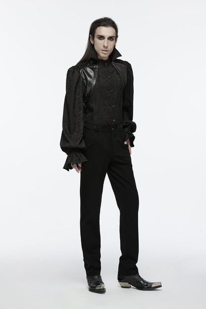 Black Long Puff Sleeves Lace-up Gothic Blouse