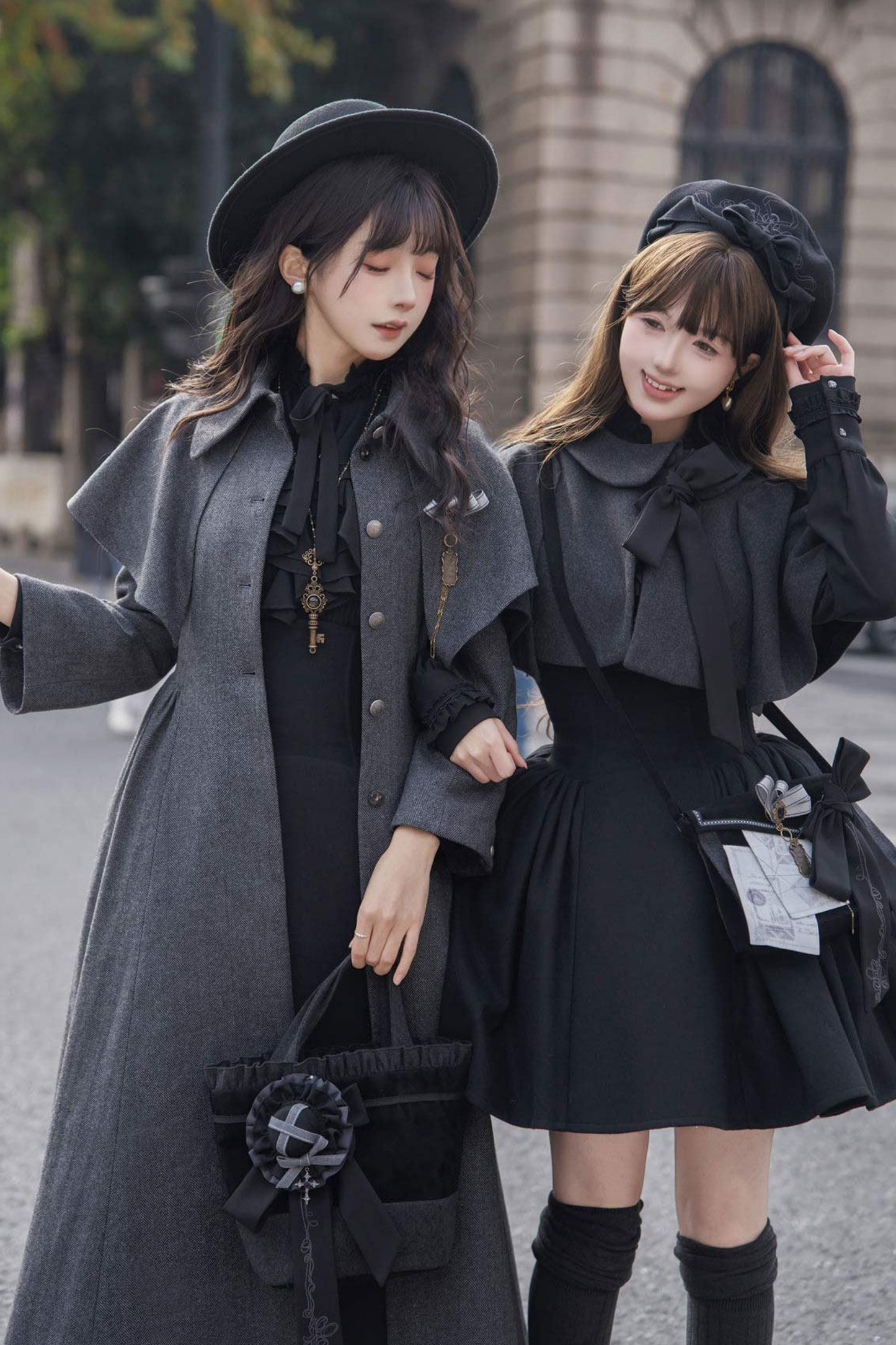 British Detective Lolita Coat + Cape + Skirt + Shirt + Bag + Brooch + Hat + Beret + Necklace