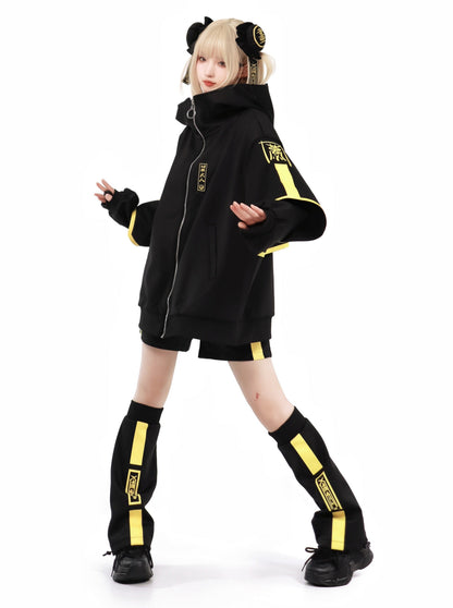 Dark Neon Chinese-style Jacket + Shorts + Long Pants + Leg Warmers + Hair Accessories [pre-order]