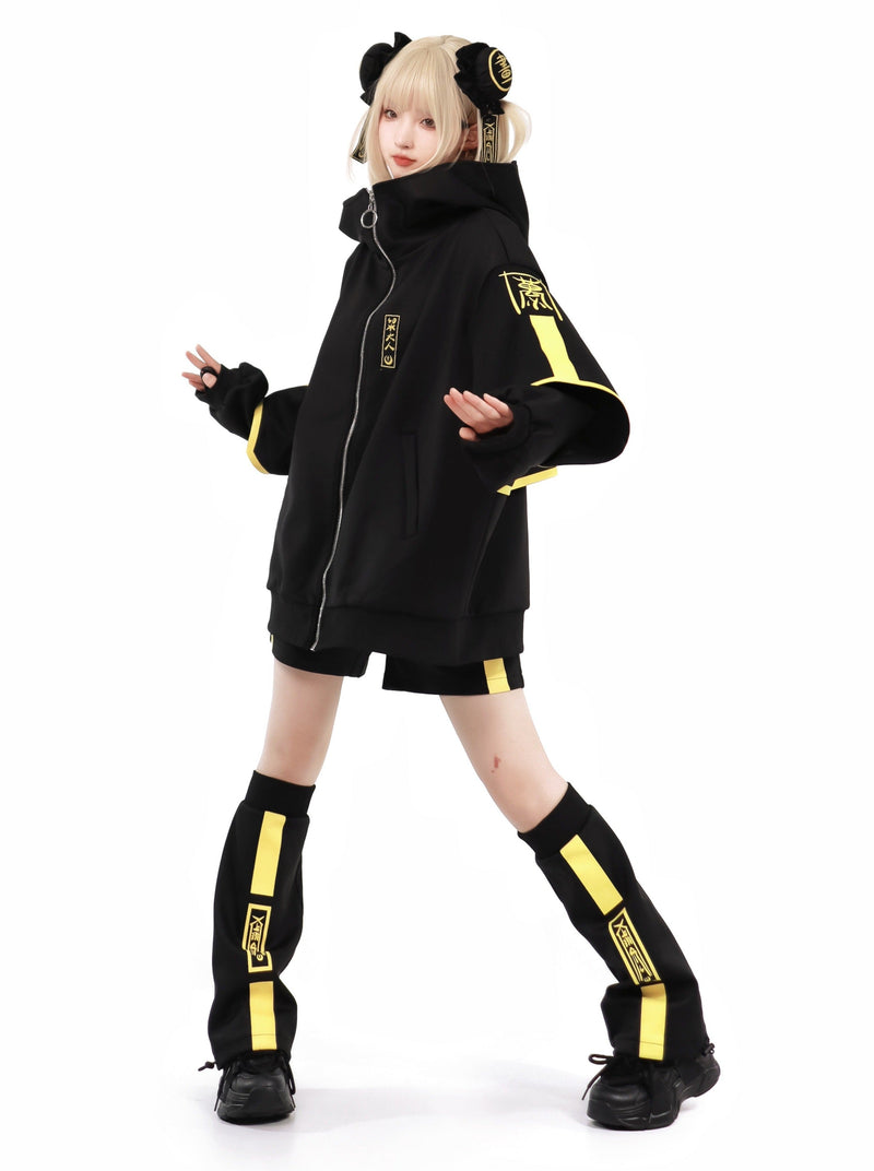 Dark Neon Chinese-style Jacket + Shorts + Long Pants + Leg Warmers + Hair Accessories [pre-order]