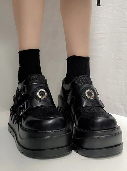 Ring Buckle Power Wedge Sole Shoes