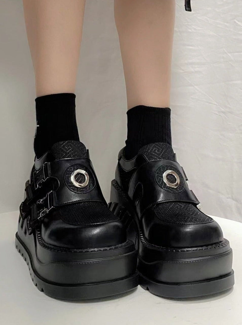 Ring Buckle Power Wedge Sole Shoes