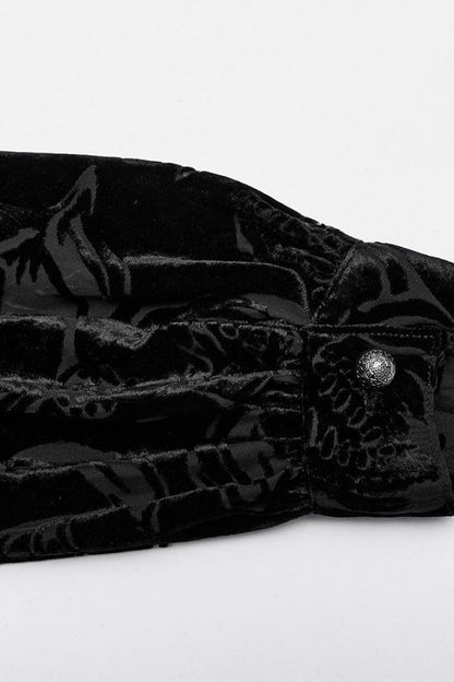Piranha Print Lapel Collar Long Sleeves Gothic Blouse 2 Colors