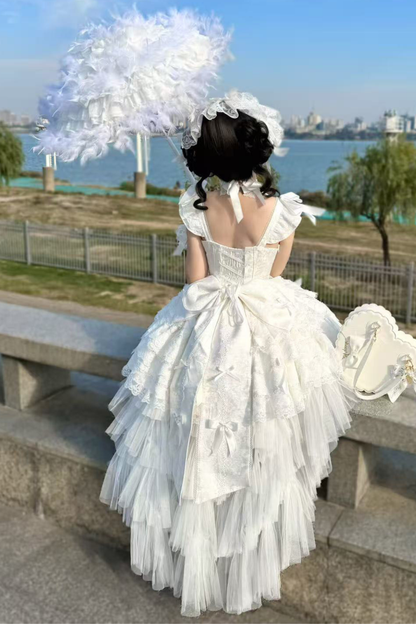 [pre-order] Princess Ballet Tiered Lolita Dress + Headband + Necklace + Sleeves + Tail
