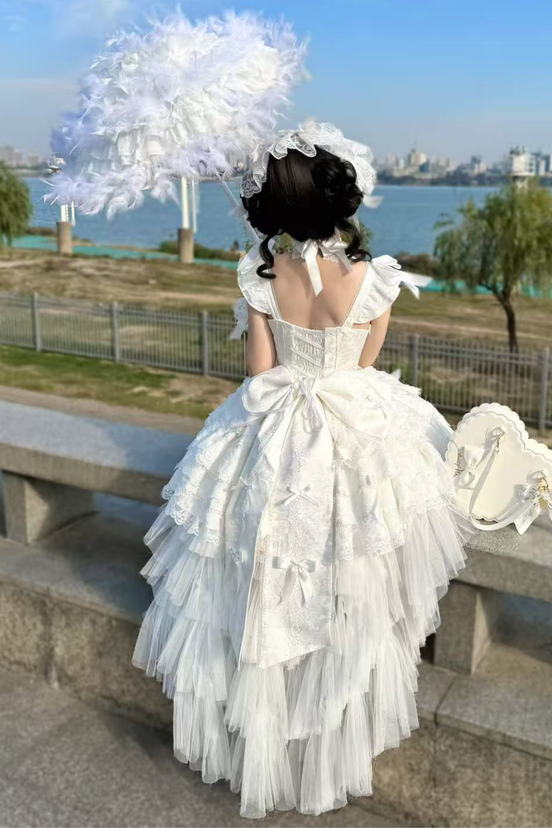 [pre-order] Princess Ballet Tiered Lolita Dress + Headband + Necklace + Sleeves + Tail