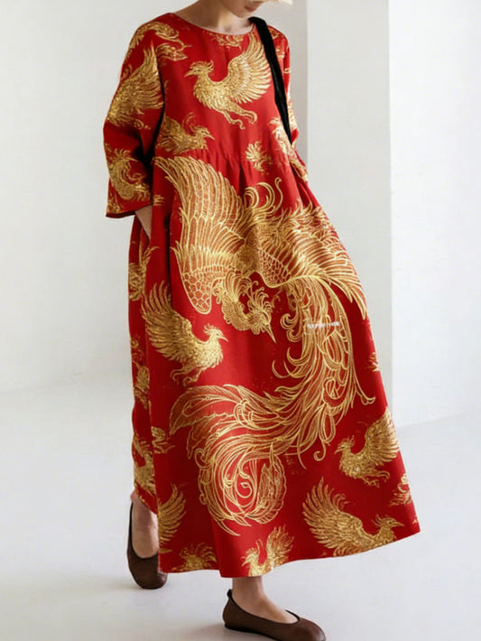 Comstylish Japanese Art Retro Leisure Linen Dress