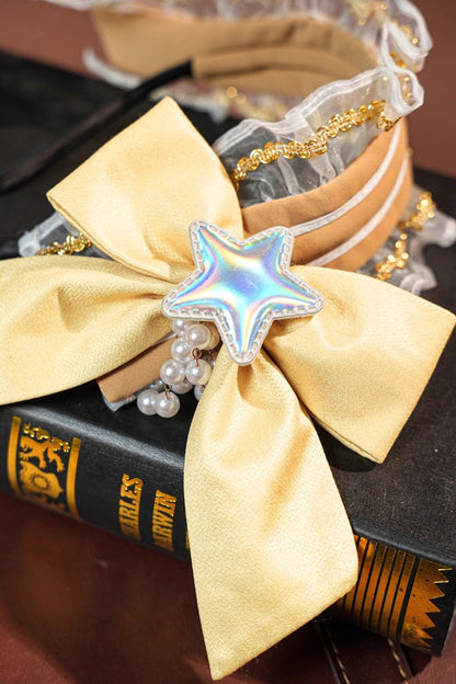 Yellow [identity V Toy Merchant Glimmer Within Reach] Triple-layered Print Ruffle Bowknot Classic Cosplay Lolita Dress Set