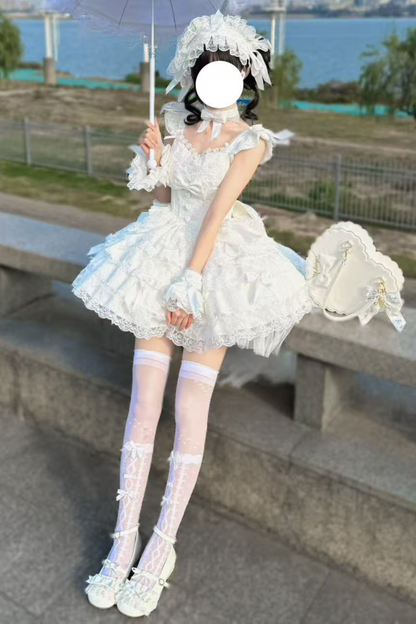 [pre-order] Princess Ballet Tiered Lolita Dress + Headband + Necklace + Sleeves + Tail