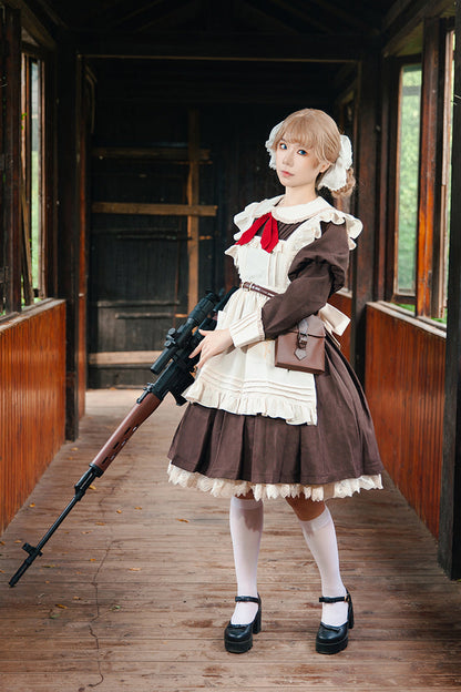 [violent Maid] Long Puff Sleeves Bowknot Classic Lolita Dress 2 Colors