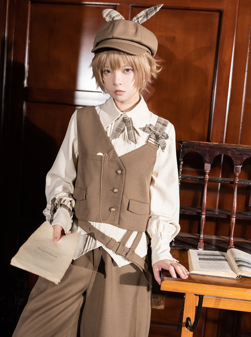 Sweet Cool Vest + Brown Shirt + Balloon Pants