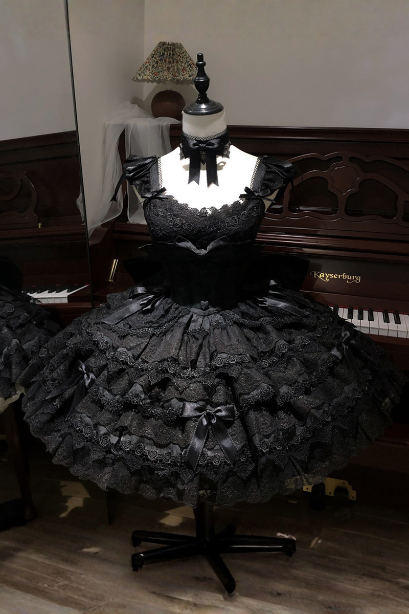 [pre-order] Princess Ballet Tiered Lolita Dress + Headband + Necklace + Sleeves + Tail