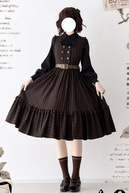 [small Estate] Sleeveless Ruffle Fishbone Classic Lolita Dress 3 Colors