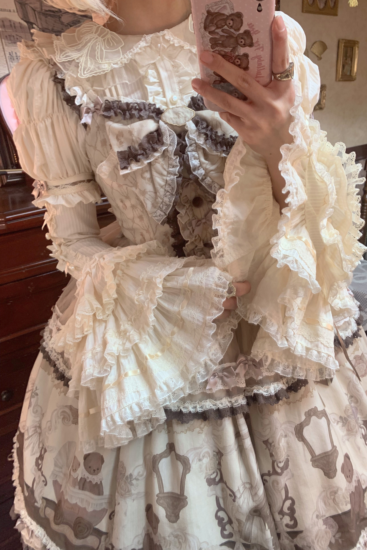 Briana Bear Print Dream Doll Lolita Dress + Jsk + Skirt + Shirt + Petticoat