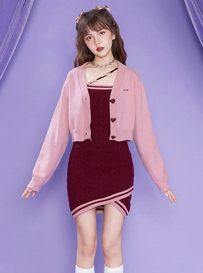 Romantic Pure Desire Knit Cardigan Dress Set