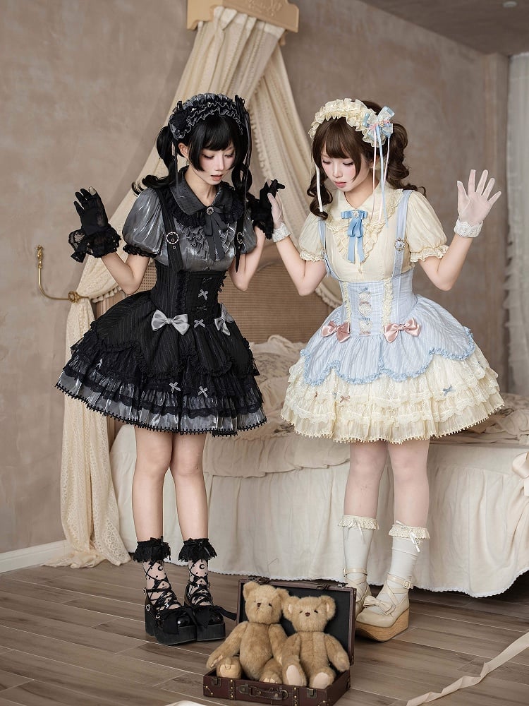 [pre-order Deadline: May 8] Classic Lace Ribbon Blouse + Suspender Tiered Dress Full Set + Complete Set