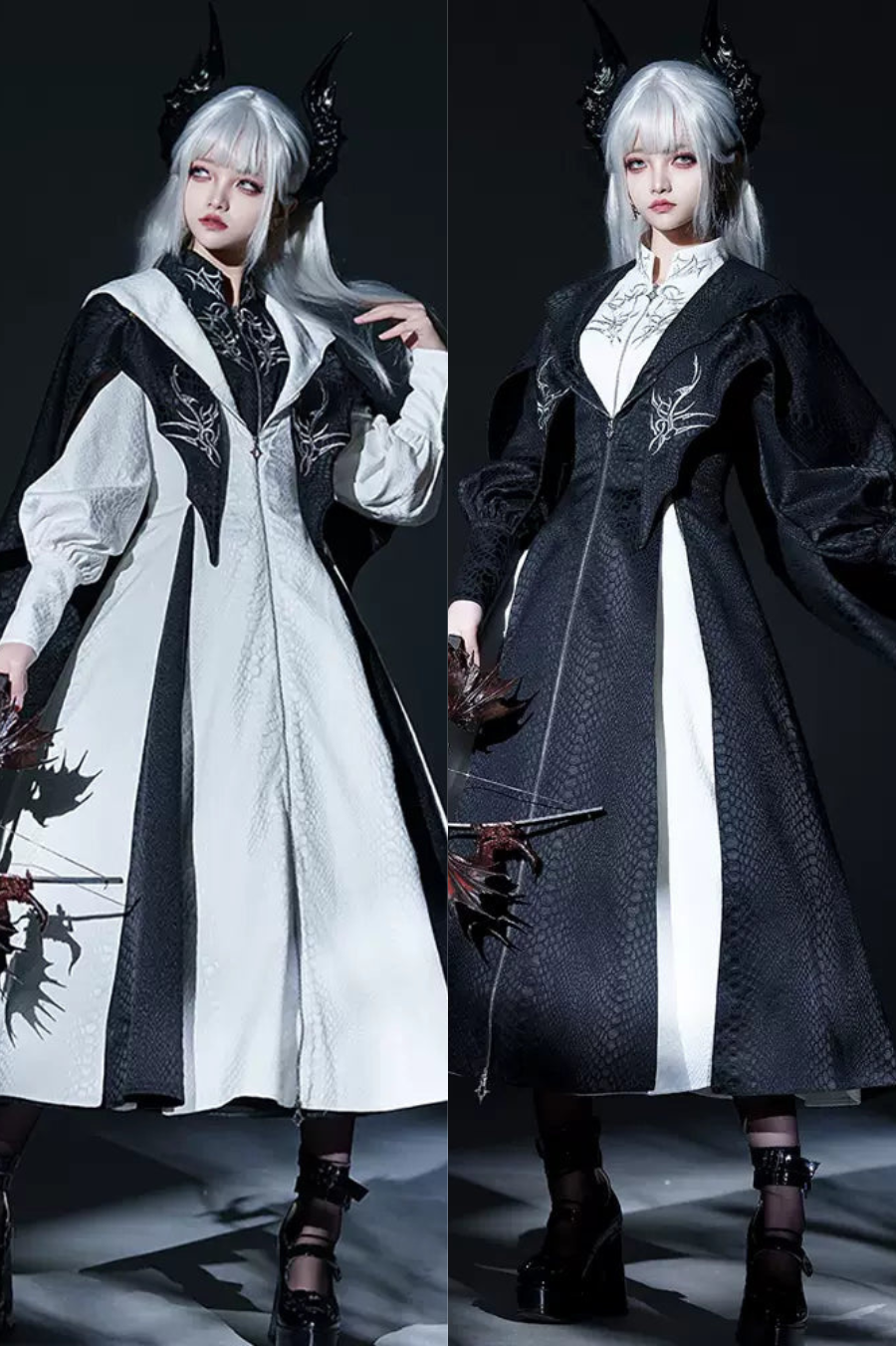 [limited Quantity] Dragon Scale Gothic Lolita Jumper Skirt + Long Coat