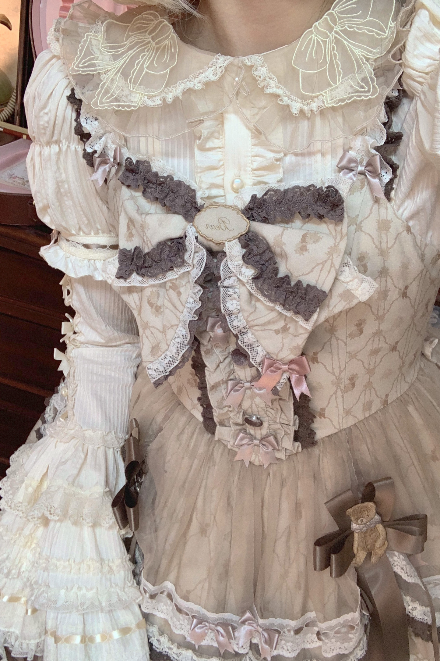 Briana Bear Print Dream Doll Lolita Dress + Jsk + Skirt + Shirt + Petticoat