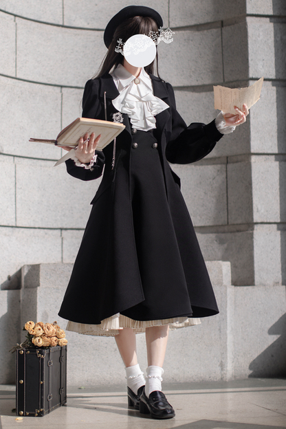 [pre-order] Retro Sweet College Coat + Suspender Skirt + Shirt + Collar + Brooch