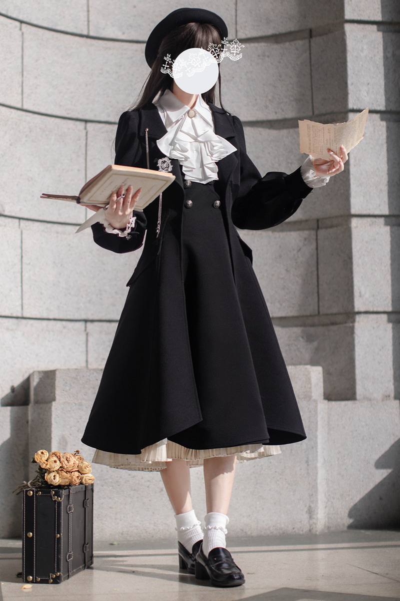 [pre-order] Retro Sweet College Coat + Suspender Skirt + Shirt + Collar + Brooch