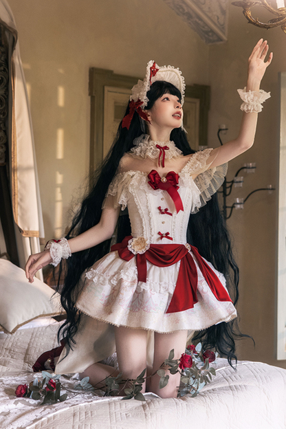Snow White Princess Lolita Dress + Bonnet + Lace Choker