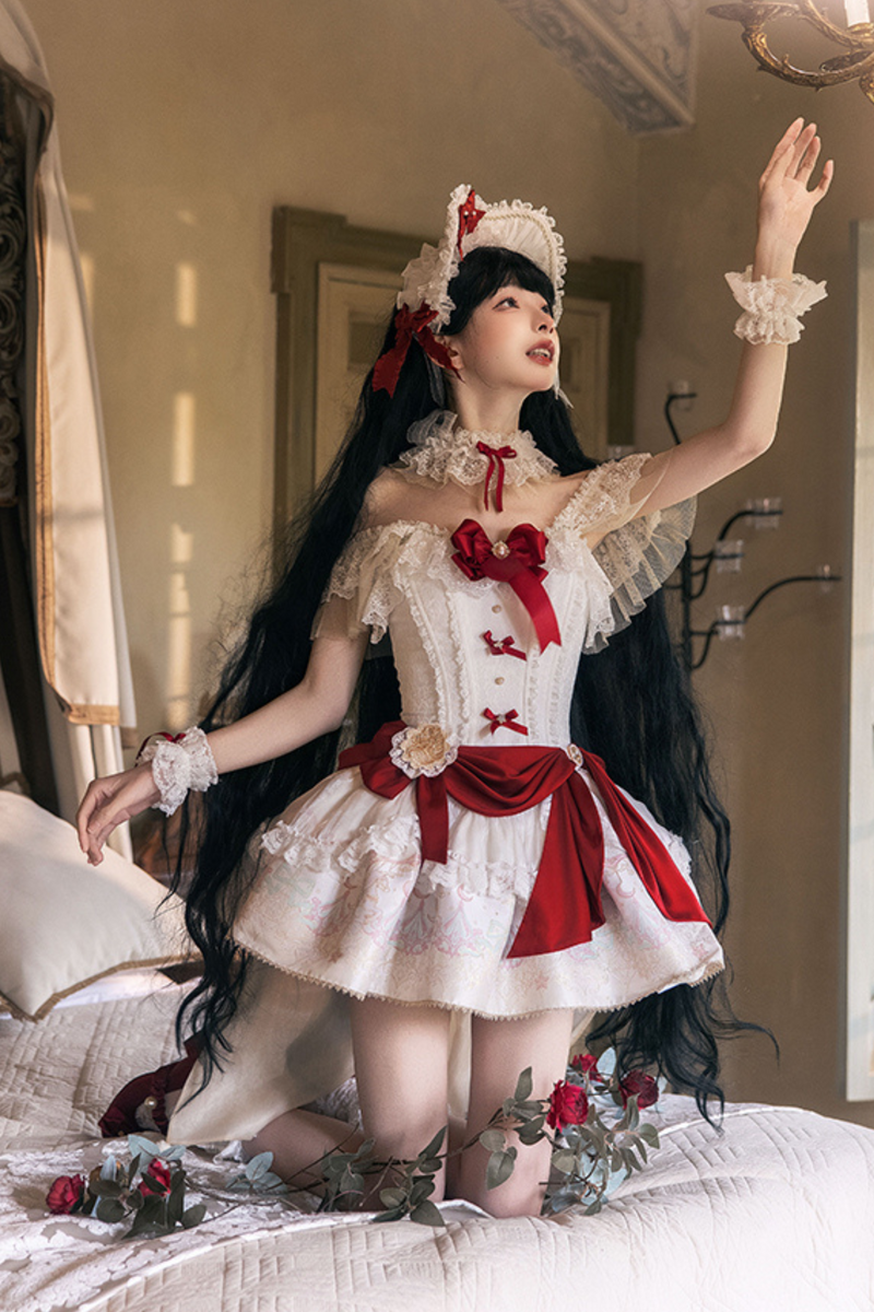 Snow White Princess Lolita Dress + Bonnet + Lace Choker
