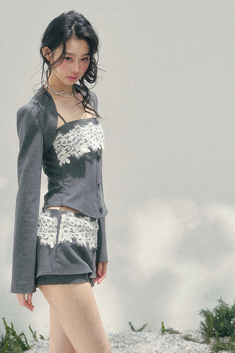 Lace Camisole Top + Shawl + Culottes