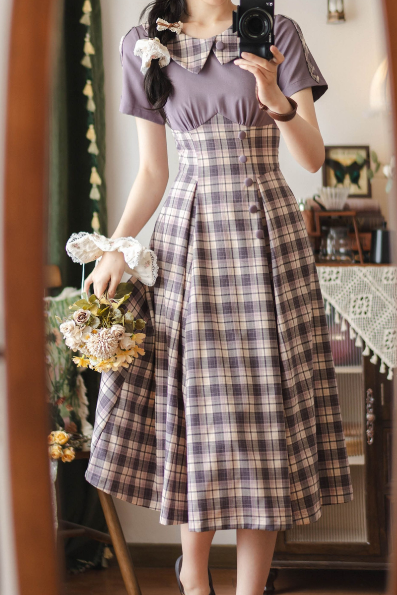 Retro Plaid Lolita Dress