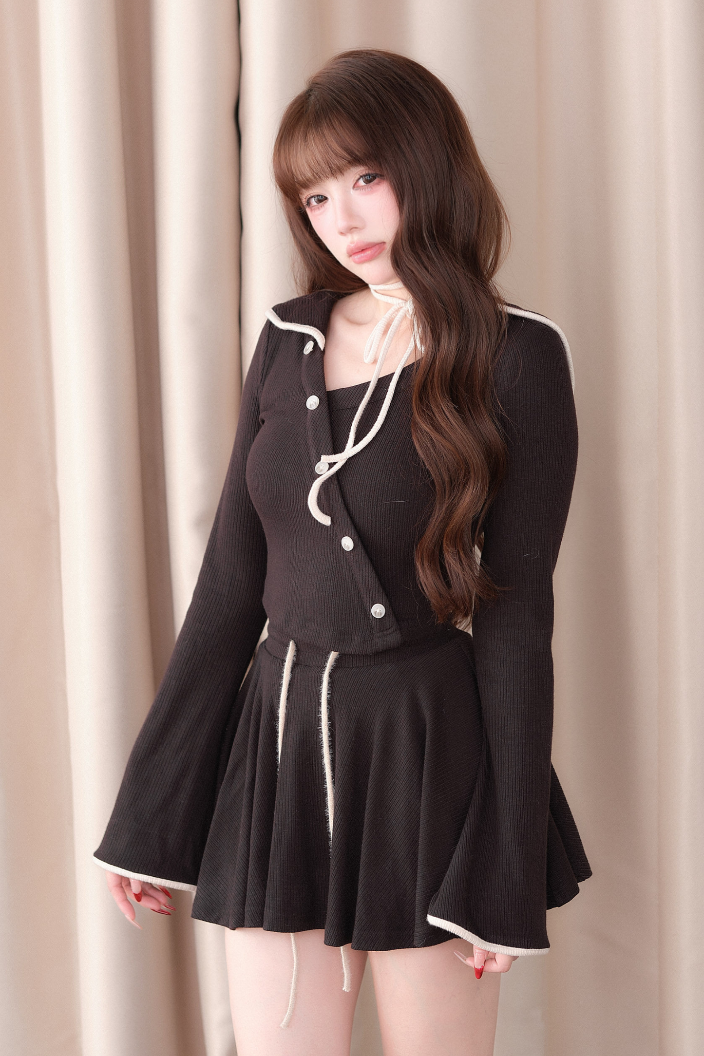 Sailor Collar Top + Flare Skirt
