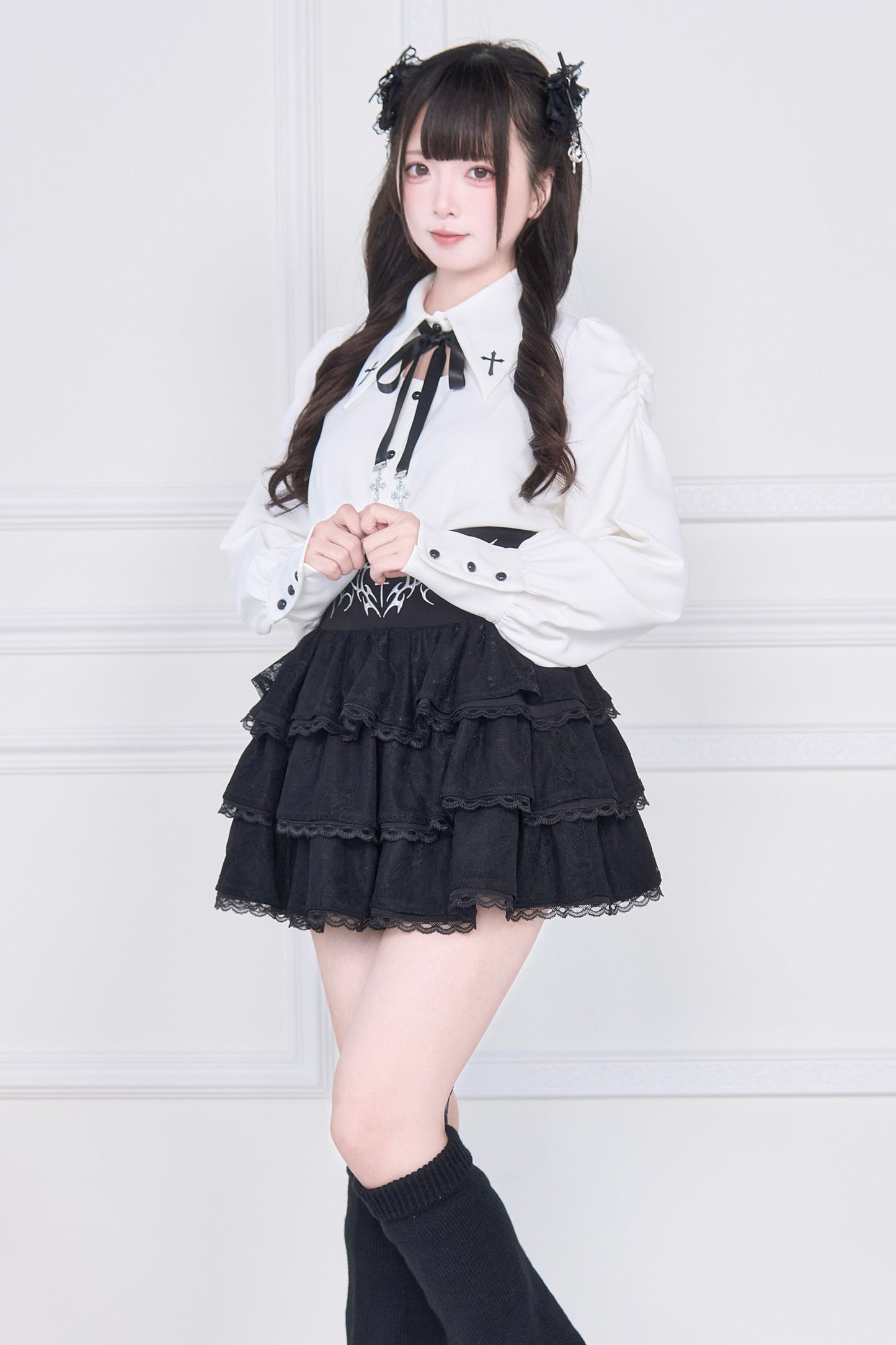 Cross Embroidery Shirt + Skirt
