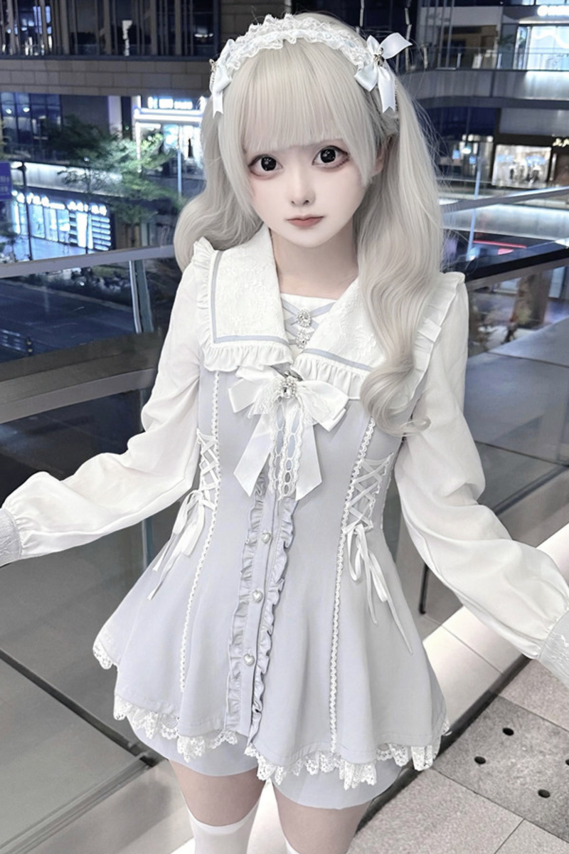 Aqua Dark Ribbon Dress + Pants