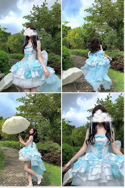 [pre-order] Paraiba Tourmaline Rose Long Tail Beauty Dress Set