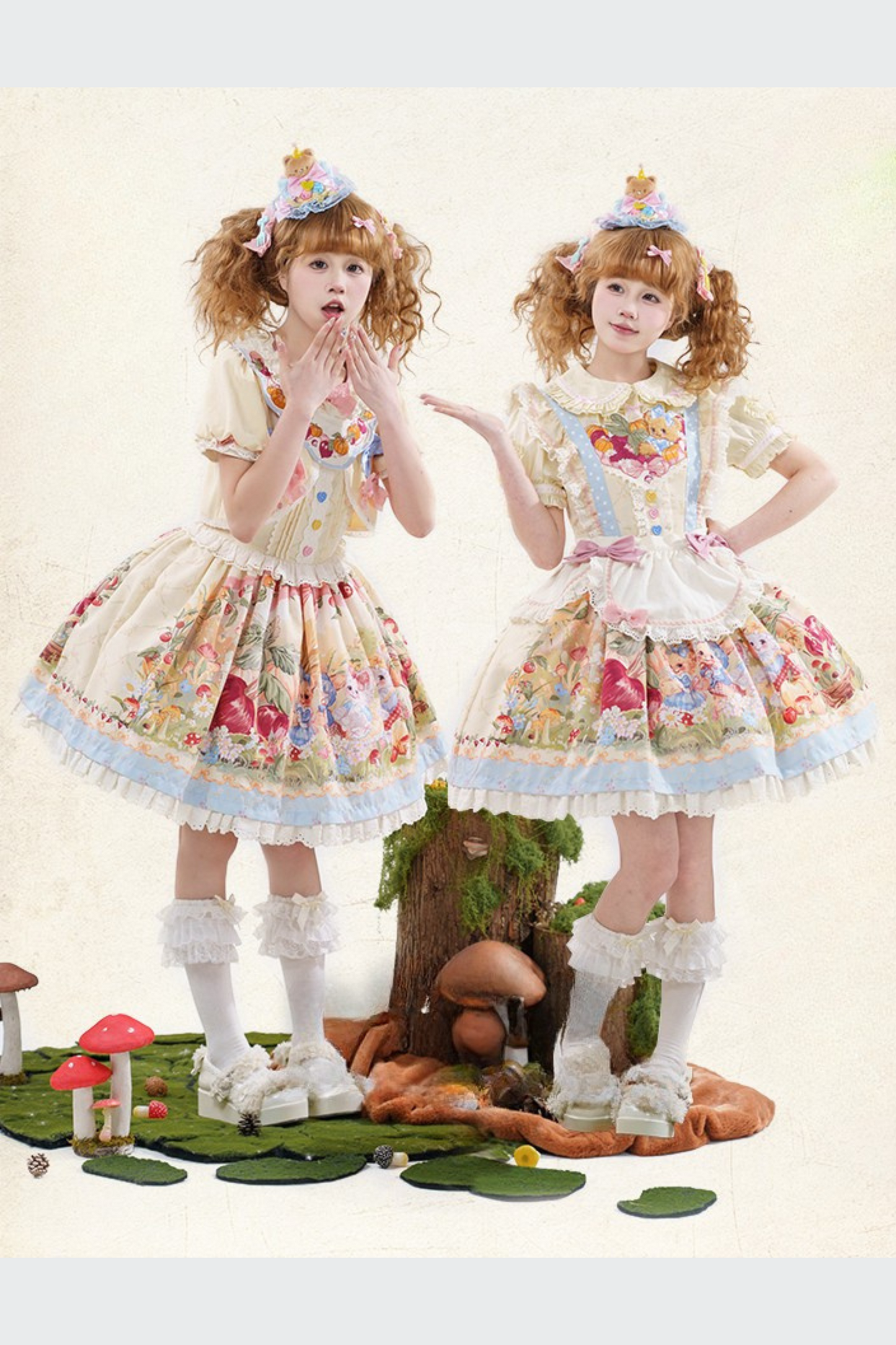 [pre-order] Carrot Print Layered Dress + Suspender Dress + Apron