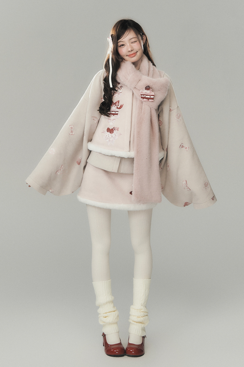 Strawberry Cake Preppy Style Vest + Top + Skirt