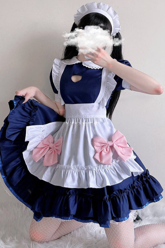 Pink Blue Loli Maid Cosplay Dress Set