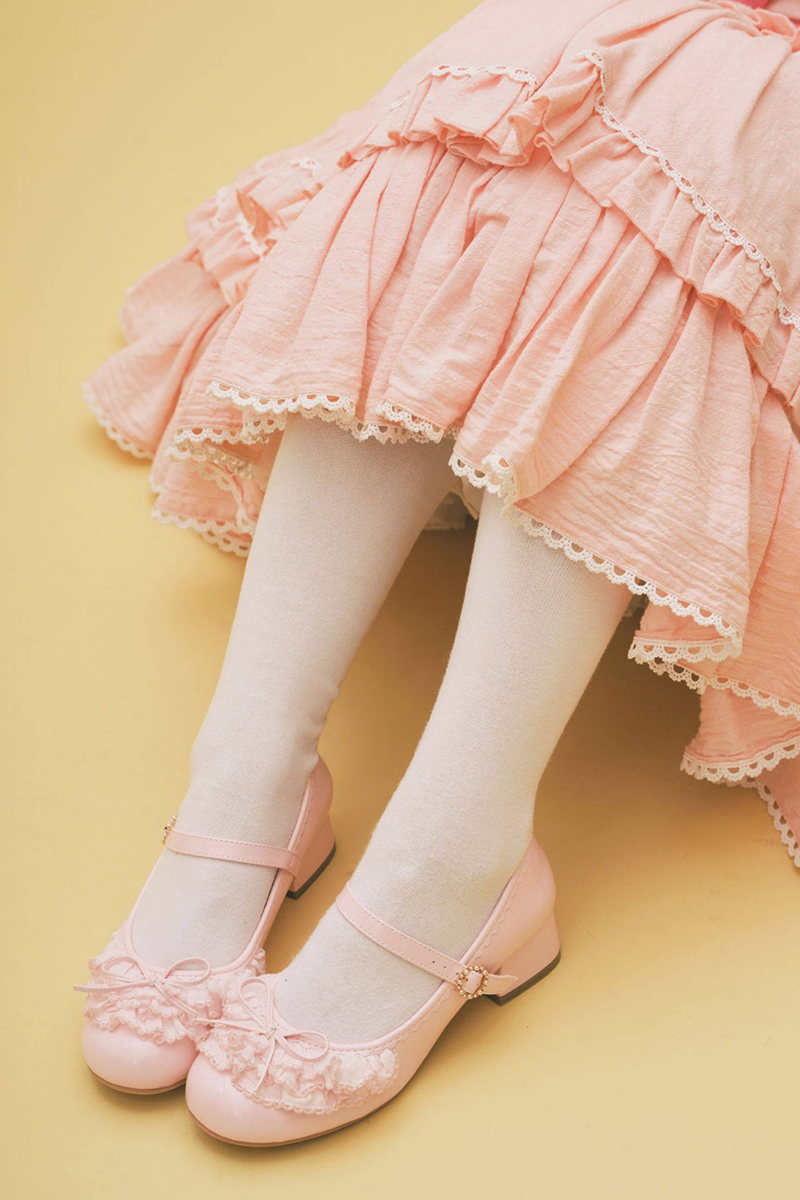 Satin Lace Bow Mary Jane Shoes