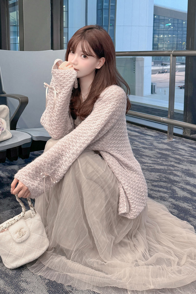 [pre-order] Ribbon Sweet Cardigan + Flare Skirt + Camisole